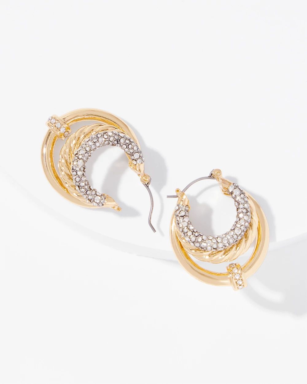 Triple Hoop Mixed Metal Earrings White House Black Market